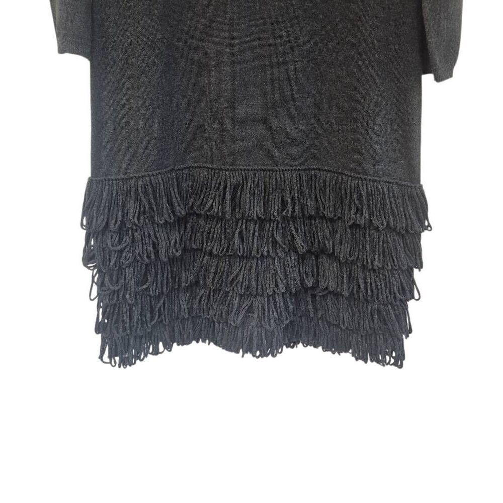 Calvin Klein Women's Heather Black Acrylic/Poly Scoop Neck 3/4 Sleeves Looped Fr - Picture 10 of 11